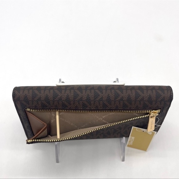 Michael Kors Carmen Large Tote Bag& Trifold Wallet Brown - Picture 7 of 13